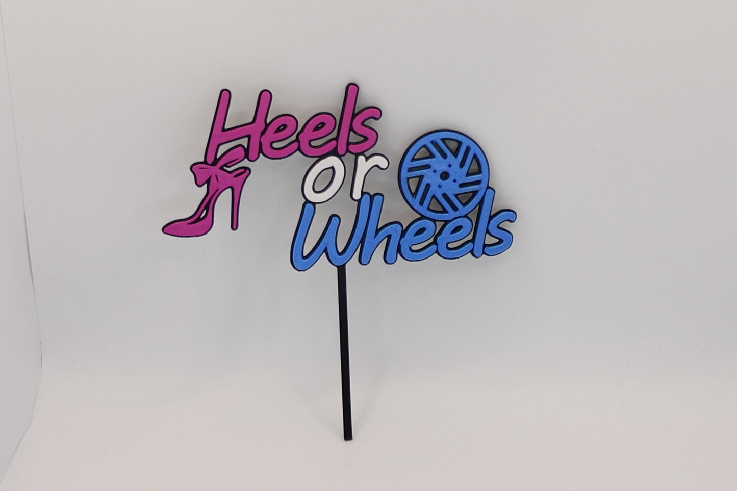 Cake Topper Gender Reveal - Heels or Wheels