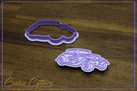 Hot Rod Car With Flames Cookie Cutter/Stamp Embosser #CTT6