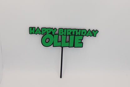 A Personalised Cake Topper - Happy Birthday | Cartoon Font | Choose Your Colors