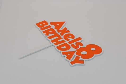 A Personalised Cake Topper - Happy Birthday & Age | Cartoon Font | Choose Your Colors
