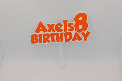 A Personalised Cake Topper - Happy Birthday & Age | Cartoon Font | Choose Your Colors