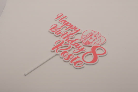 A Personalised Barbie Cake Topper - Happy Birthday & Age