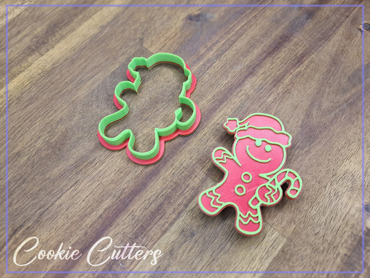 Gingerbread Man With Santa Hat Christmas Cookie Cutter/Stamp